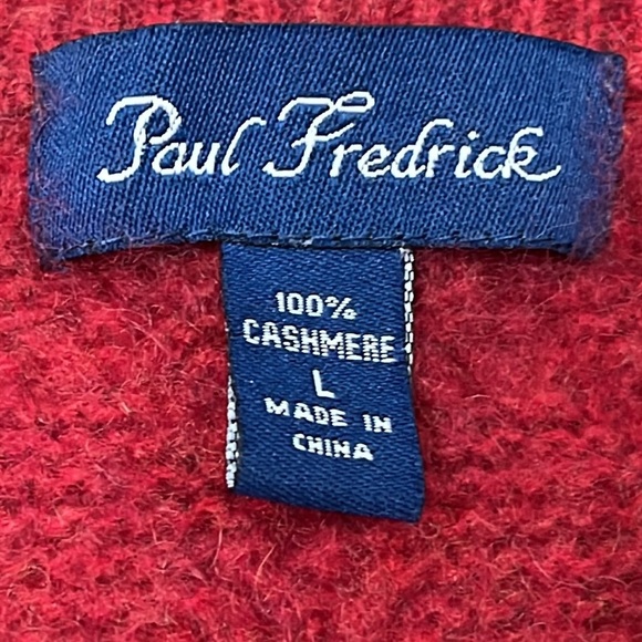 Red 100% Cashmere Diamond Chunky Cable Knit Sweater Sz L Fuzzy Preppy Cozy - Picture 10 of 11